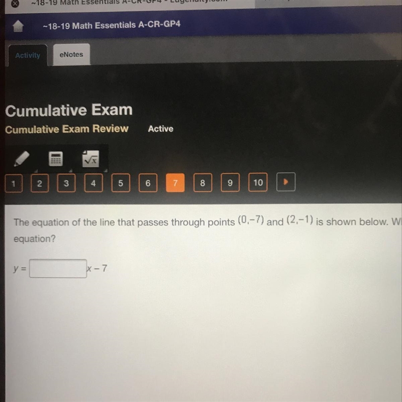 What is the value is missing from the equation ?-example-1