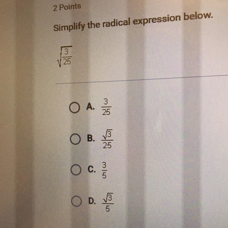 Simplify the radical expression below-example-1