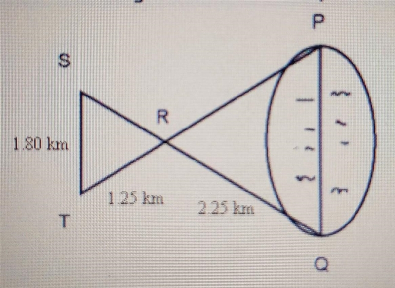 Refer to the diagram below. Surveyors know that ∆PQR and ∆STR are similar. What is-example-1