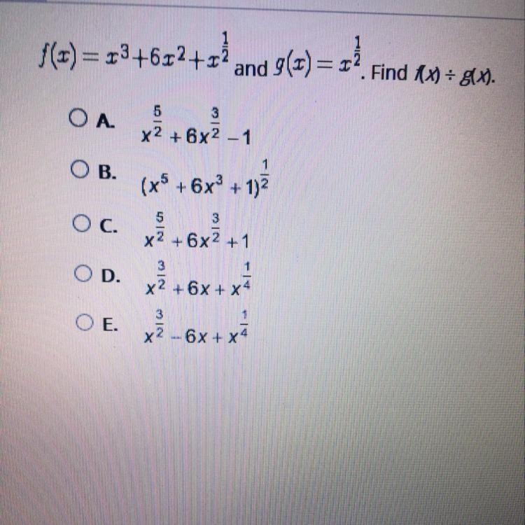 Help me plz f(x)=x^3+6x^2+x^1/2-example-1