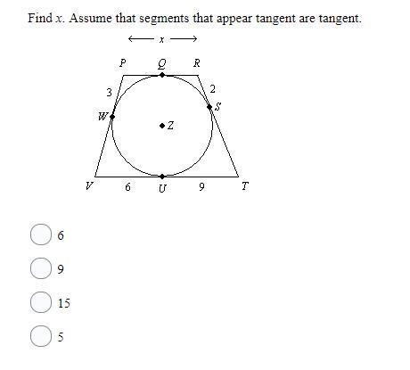 10 POINTS Find x. Assume that segments that appear tangent are tangent.-example-1