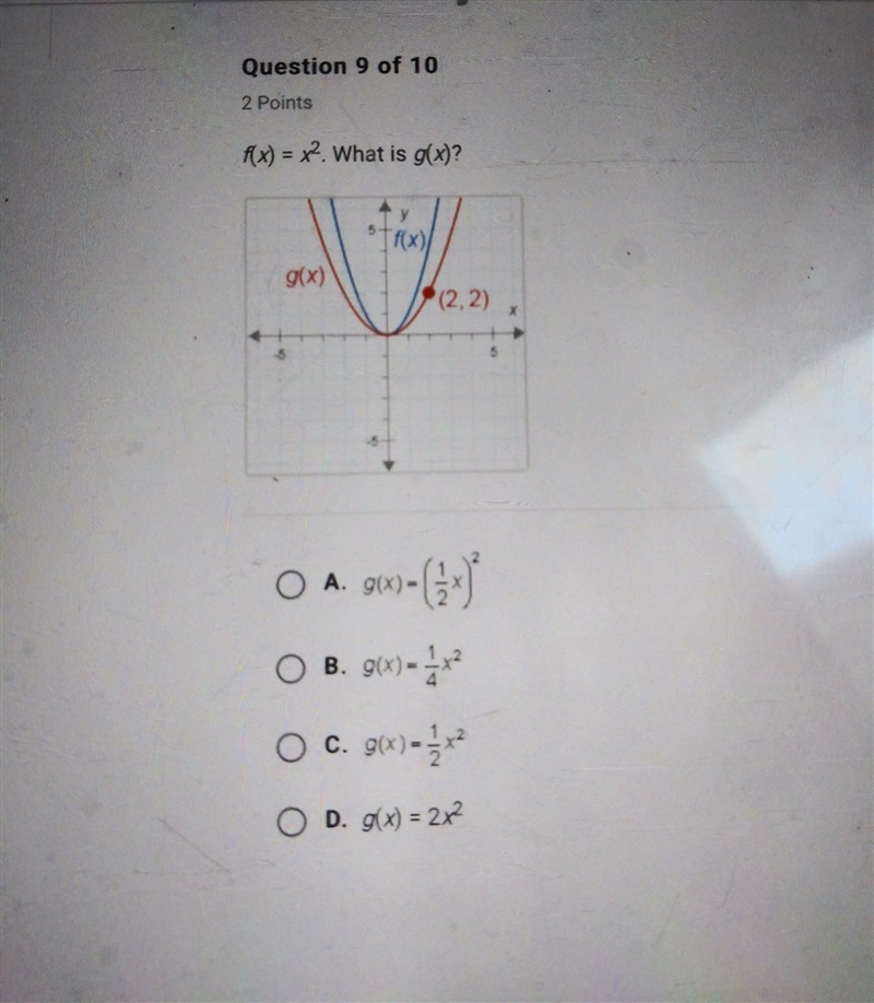 F(x)=x^2 what is g(x)-example-1