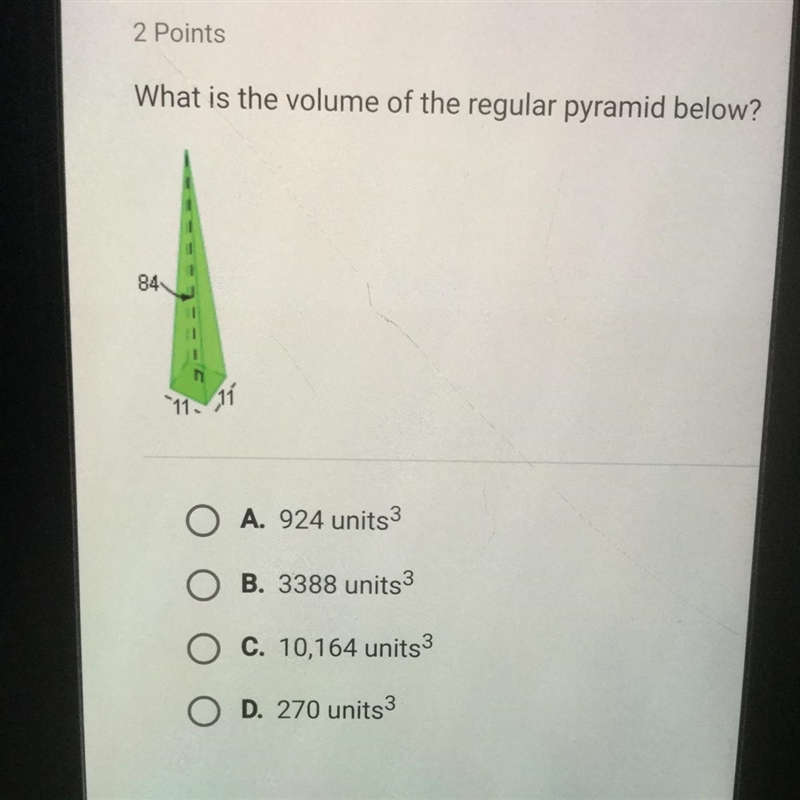 What is the volume of a regular pyramid below?-example-1