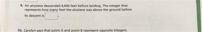 An airplane descended 4,000 feet before landing. The integer that represents how many-example-1