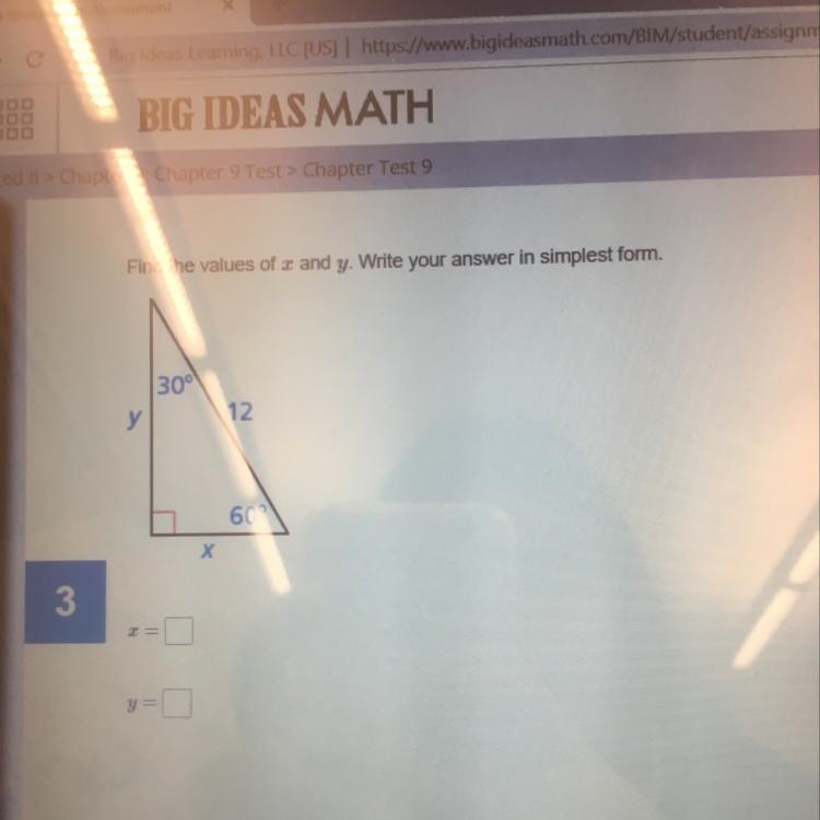 Find the values of x and y. Write your answer in simplest form.-example-1