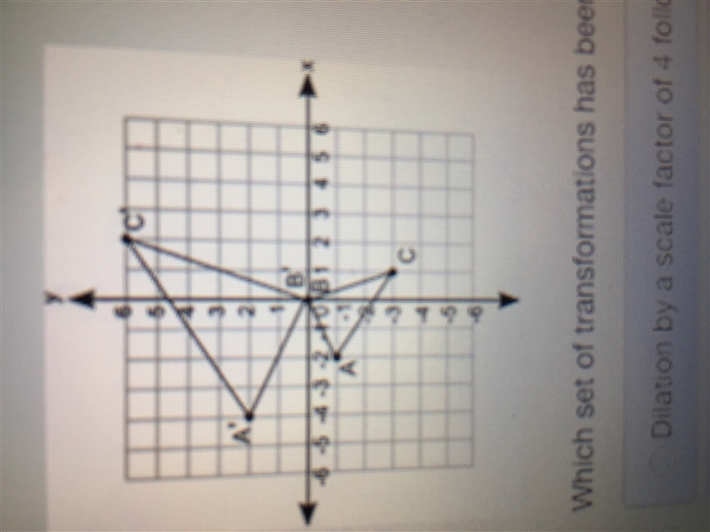 Two similar triangles are shown on the coordinate grid: (there’s a pic attached) Which-example-1