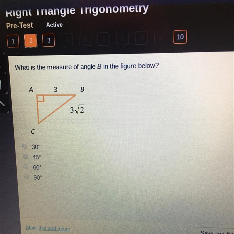 What is the measure of angle B in the figure below?-example-1