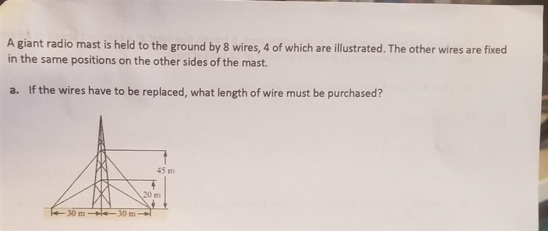 a giant radio Mast is held To The Ground by 8 wires for which are Illustrated the-example-1