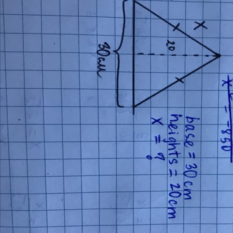 Base=30cm Heights=20cm Find the X?-example-1