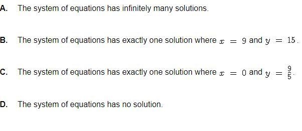 Which of the following best describes the solution to the system of equations below-example-1