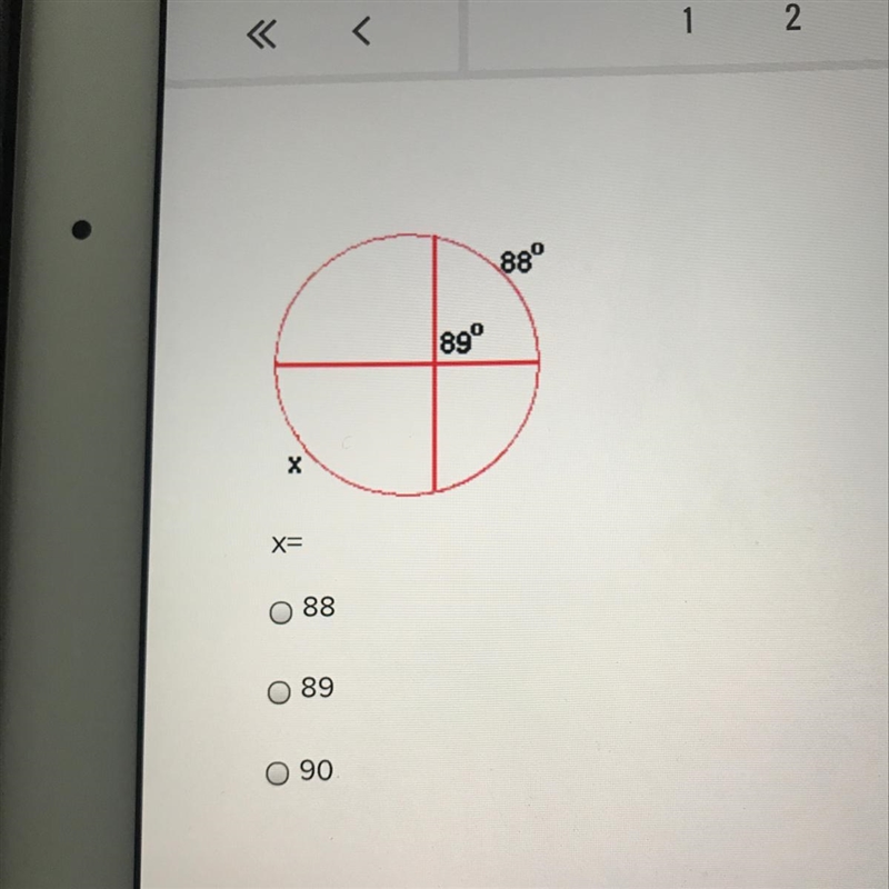 Special angles type 2 what does x equal 88 89 90-example-1