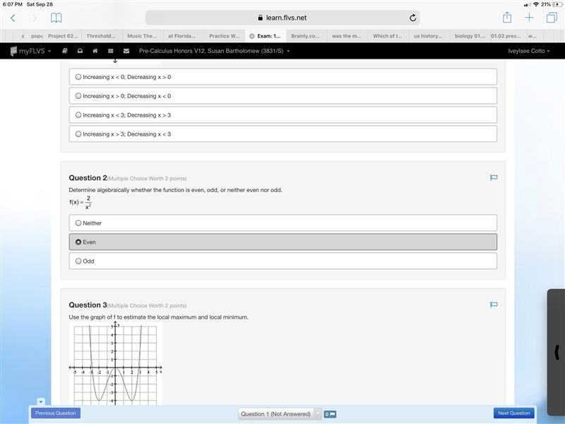 Determine algebraically whether the function is even, odd, or neither even nor odd-example-1