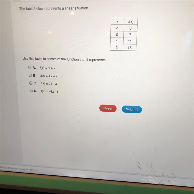 40 The table below represents a linear situation. Use this table to construct the-example-1