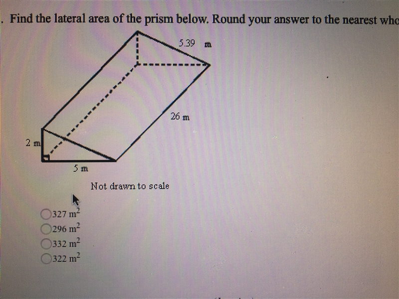 Find the lateral area of the prism below. Round your answer to the nearest whole number-example-1