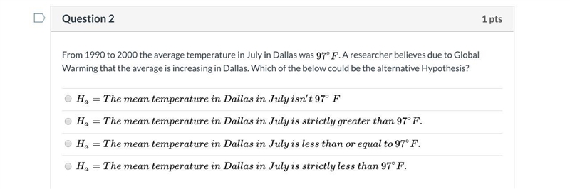 From 1990 to 2000 the average temperature in July in Dallas was LaTeX: 97^\circ F-example-1