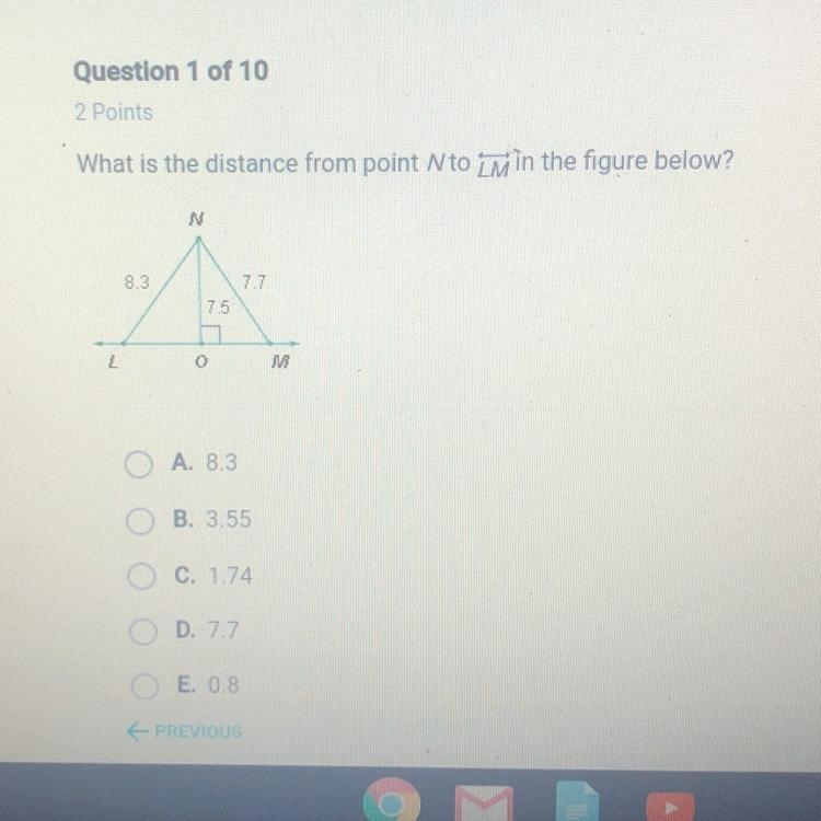 !!!Help please!!!What is the distance from point N to LM in the figure below?-example-1