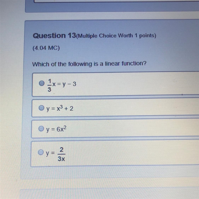 Which of the following is a linear function?-example-1