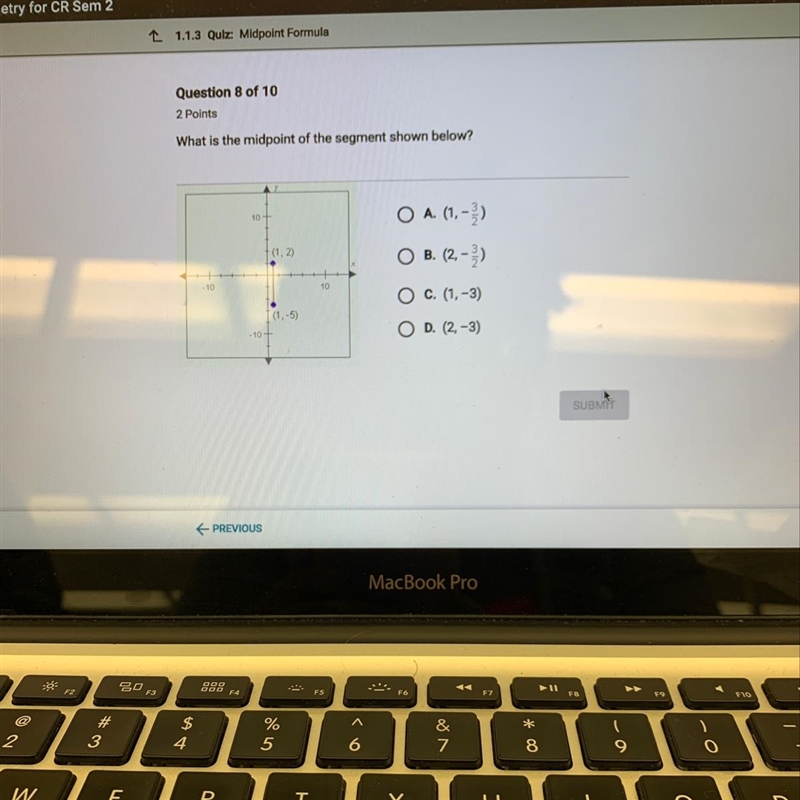 What is the midpoint of the segment shown belao ?-example-1