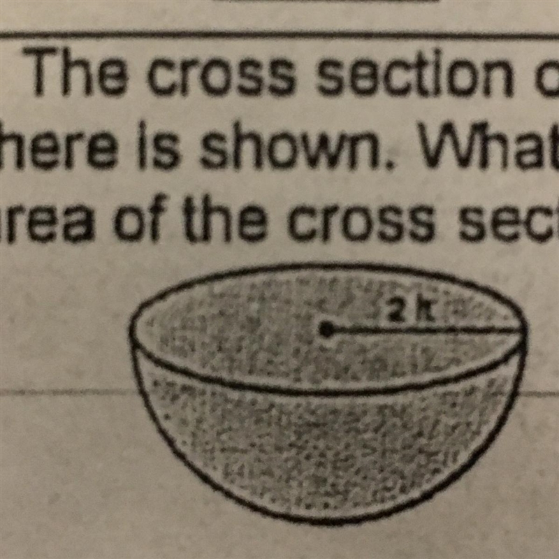 The cross section of a sphere is shown. What is the area of the cross section?-example-1