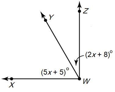 If m∠XWZ = 90, what is x?-example-1