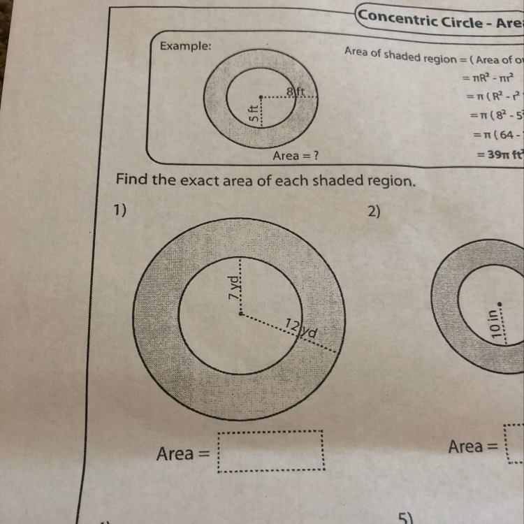 Find the exact area of each shaded region-example-1