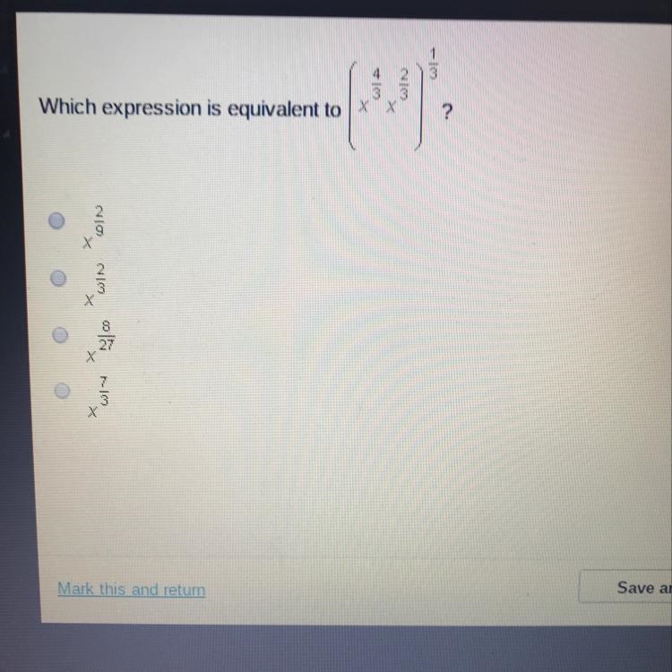 Which of the following is equivalent to (x^4/3 x^2/3)^1/3-example-1