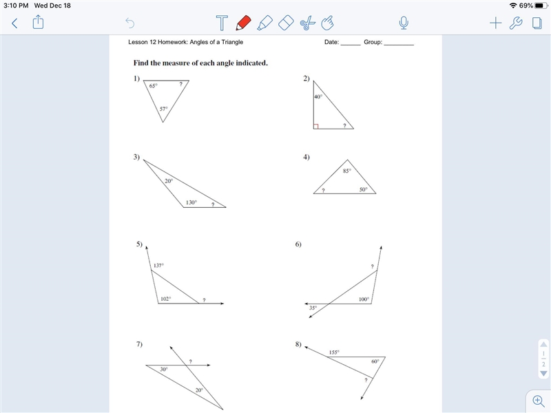 Find the measure of each angle indicated Plz help this is very important due tomorrow-example-1