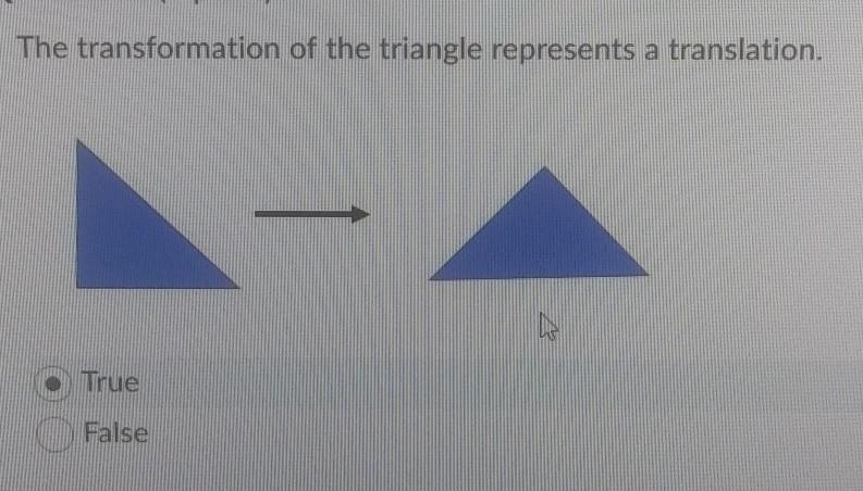 The transformation of the triangle represents a translation.​-example-1