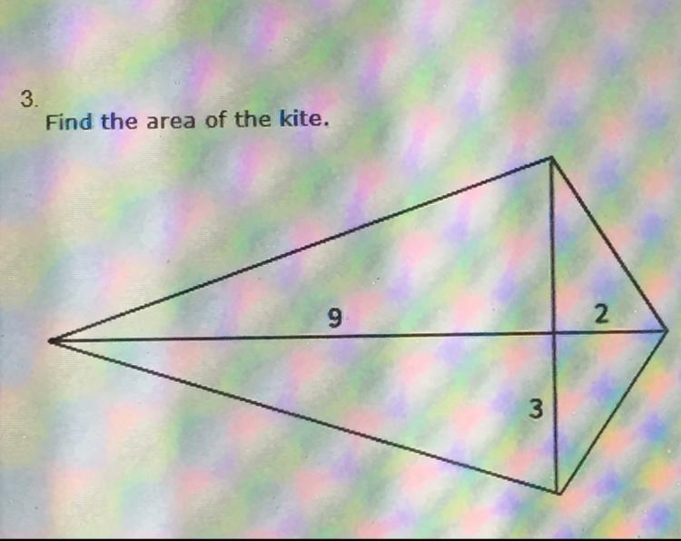 Find the area of the kite!!! HELP PLEASE!!!! A. 24 units^2 B. 54 units^2 C. 33 units-example-1