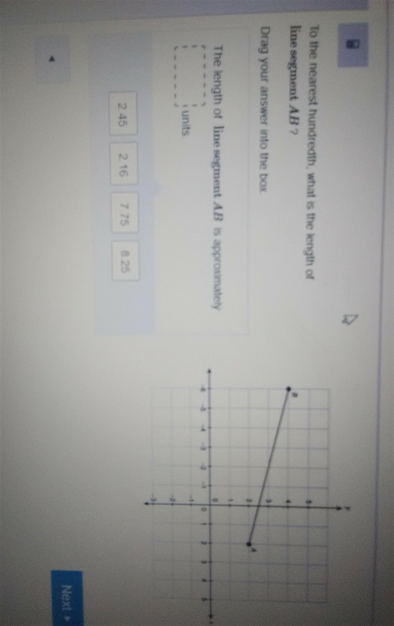 To the nearest hundredth, what is the length of line segment AB ? The length of line-example-1