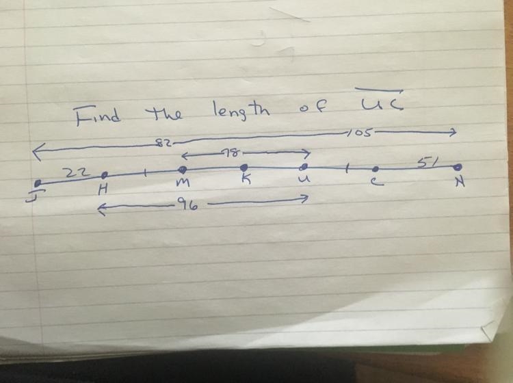 Find the length of UC on the attached diagram. Thank you!-example-1