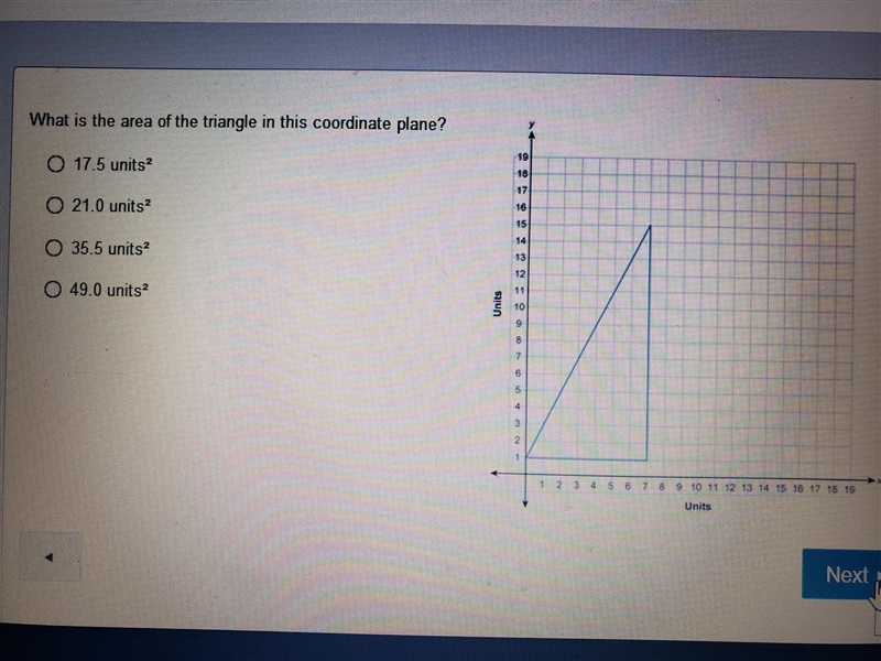 What is the area of the triangle in this coordinate plane?​-example-1