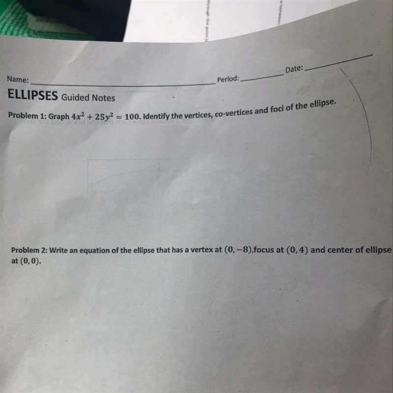 Right in equation of the ellipse The rest of the question is in the photo-example-1