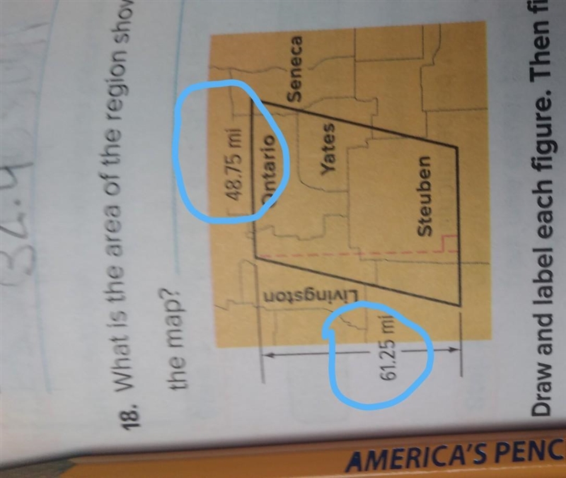 What is the area of the map showed in question 18​-example-1