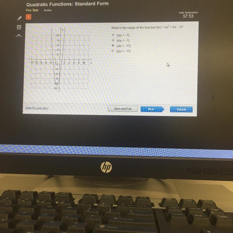 What is the range of the function f(x) = 3x^2 + 6x - 8?-example-1