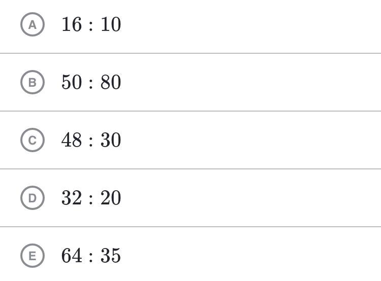 Select three ratios that are equivalent to 8:5 Choose 3 answers:-example-1