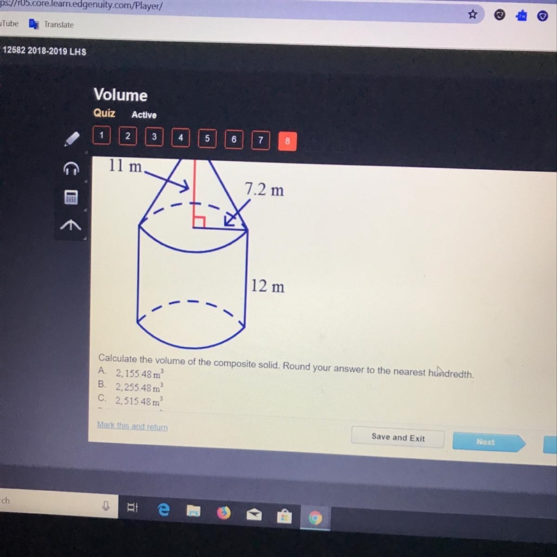 Calculate the volume of the composite solid. Round your answer to the nearest hundreth-example-1