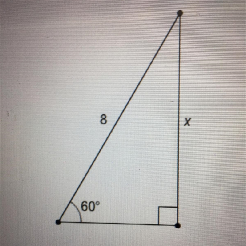 What is the value of x? •4 •4√3 •8 •8√3-example-1