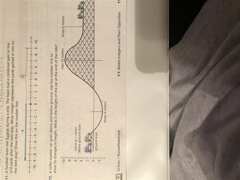 A roller coaster car goes above and below ground. Use the number line to show it’s-example-1