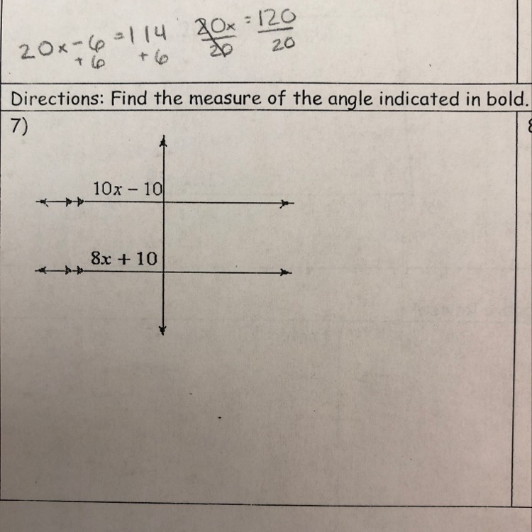 Find the measure of the angle indicated in bold (8x+10)-example-1