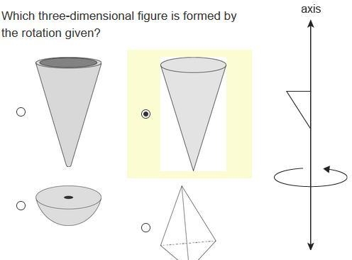 PLEASE HELP ASAP! 30 POINTS! Which three-dimensional shape is formed by the rotation-example-1