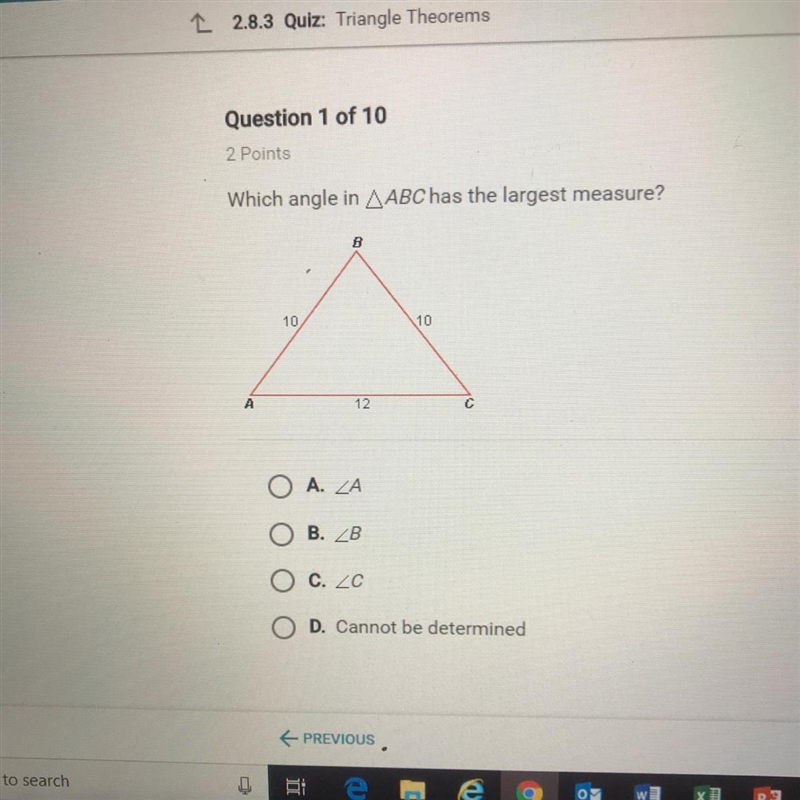 Which angle in ABC has the largest measure?-example-1