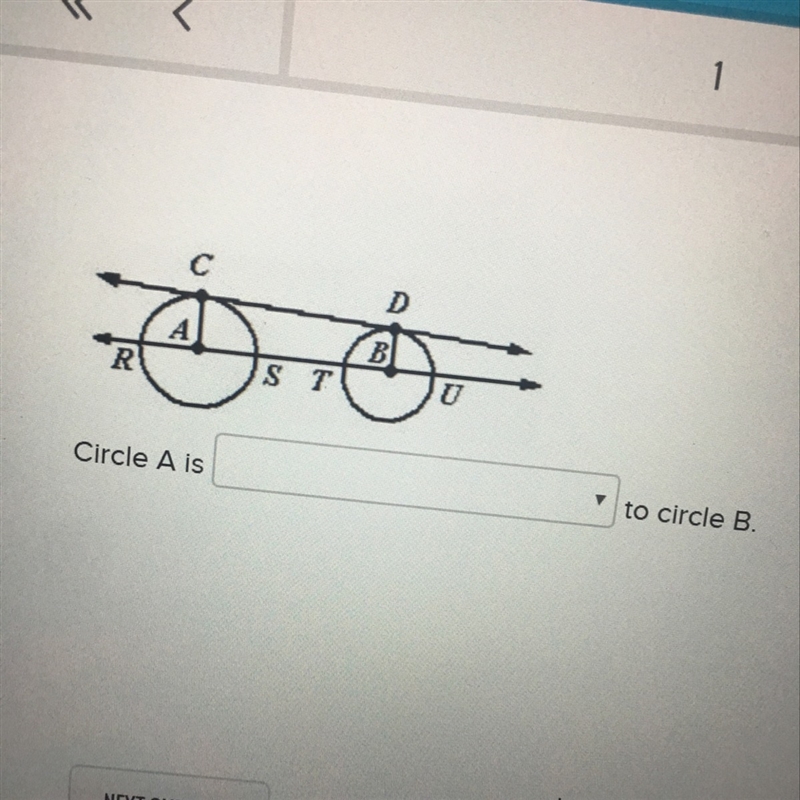 Circle A is _ to circle B.-example-1