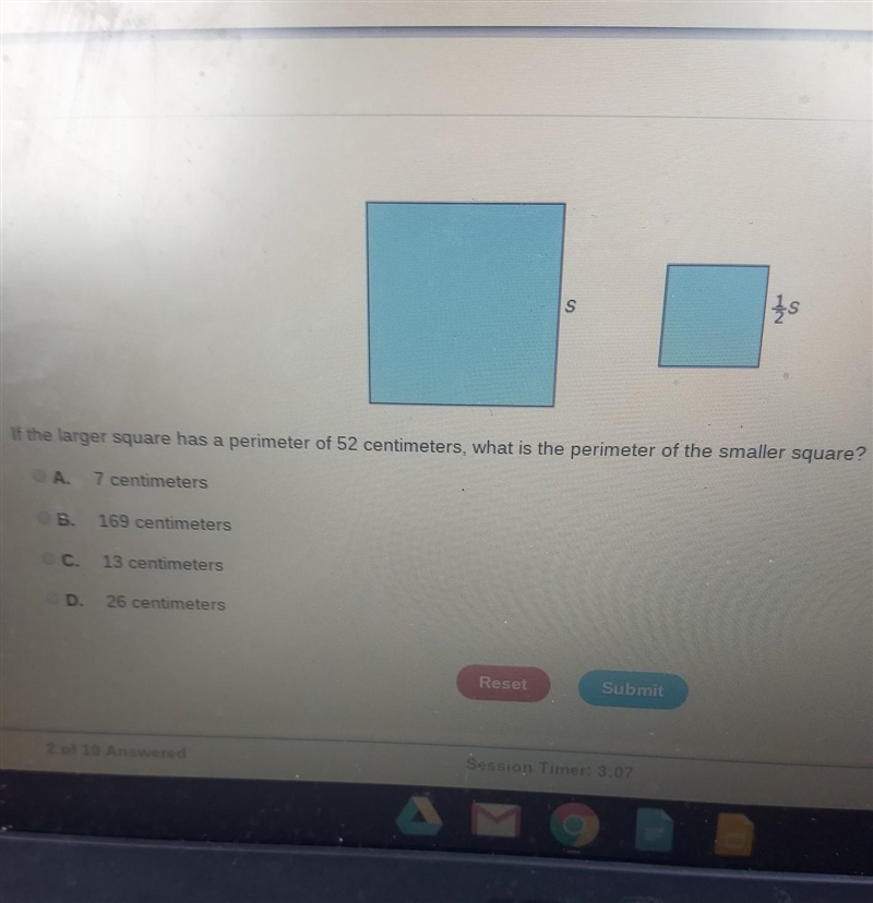 What is the perimeter of the smaller square​-example-1