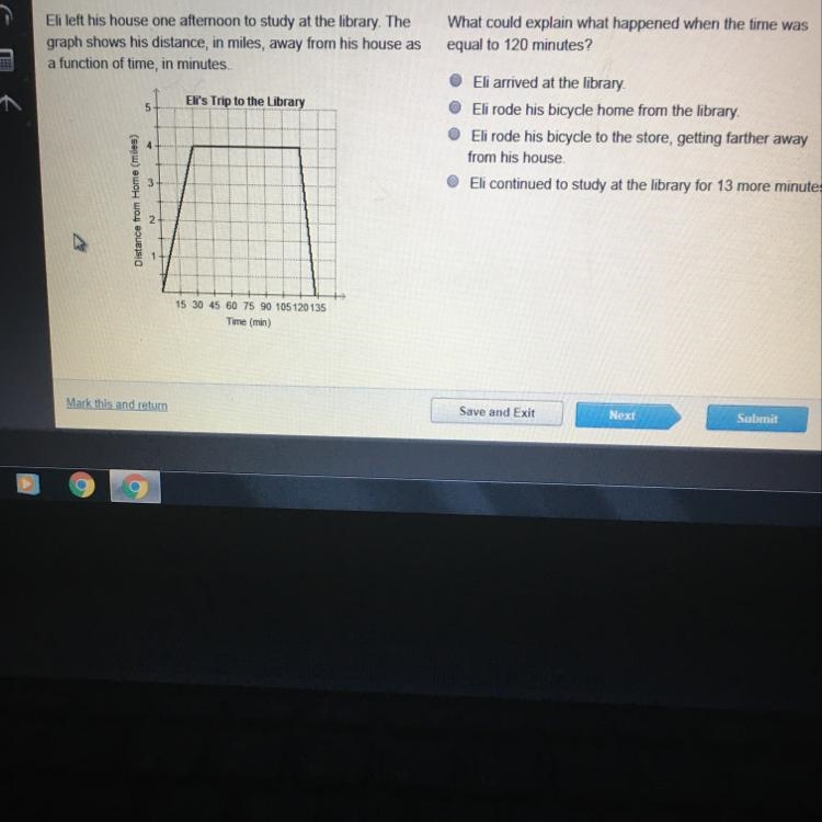 What could explain what happened when the time was equal to 120miles?-example-1