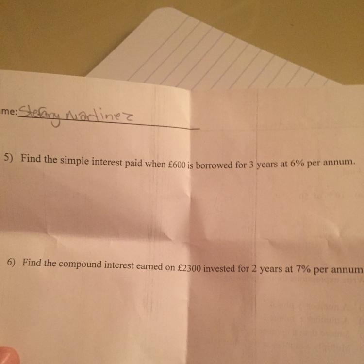 Find the simple interest paid one $600 is borrowed for three years at 6% per-example-1