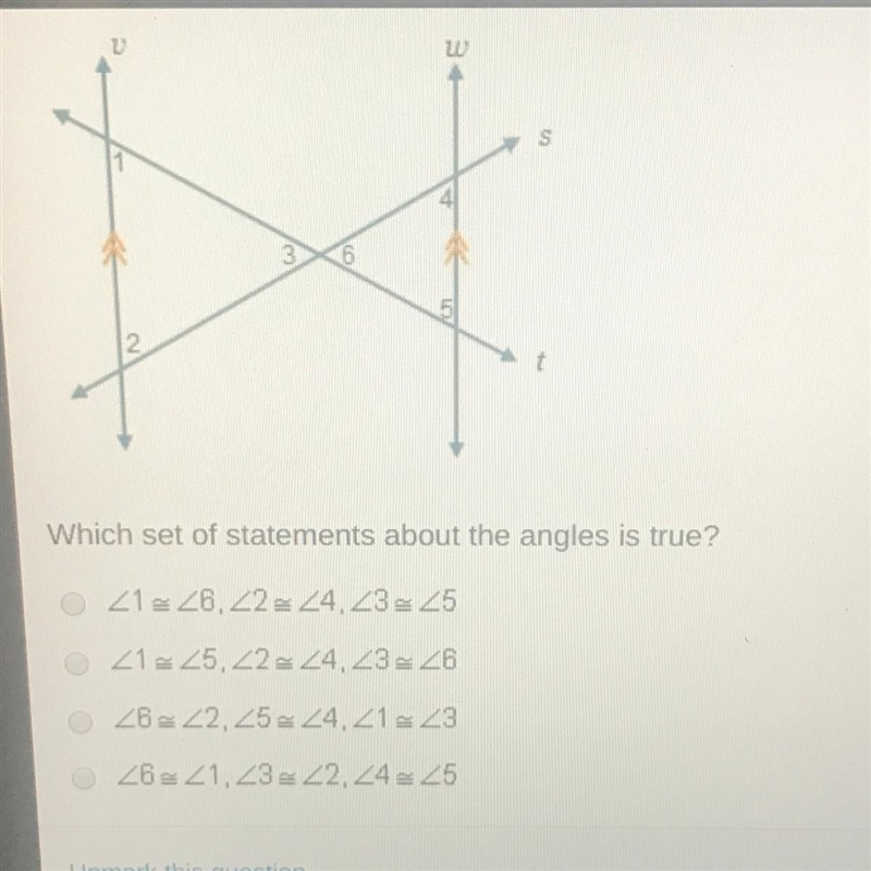 Which set the statement about the angles is true?-example-1