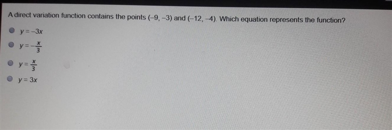 A direct variation function contains the points ​-example-1