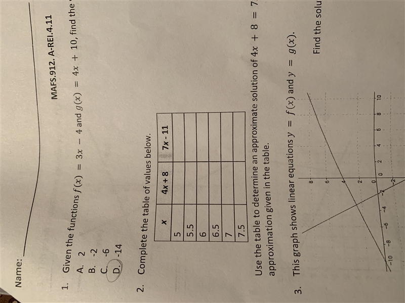 Complete the tables of values below.-example-1