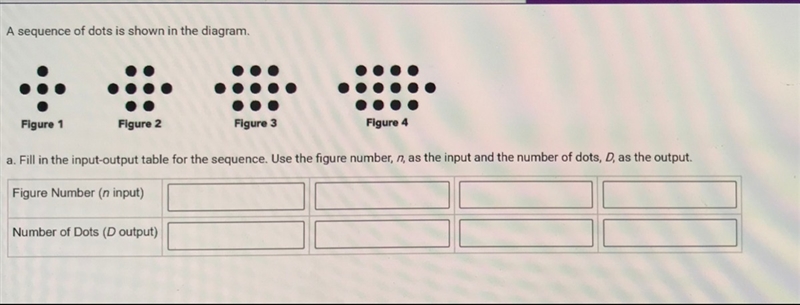 A. (picture) Fill in the input-output table. Use the figure number, n, as the input-example-1